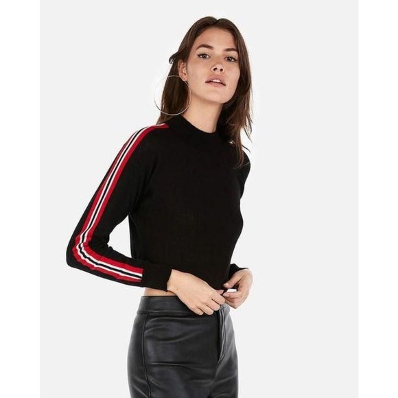 Express Olivia Culpo Mock Neck Striped Sweater L - Picture 1 of 3